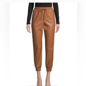 BAGATELLE Faux Leather Joggers Camel Size Medium